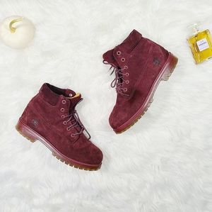 red suede timberlands